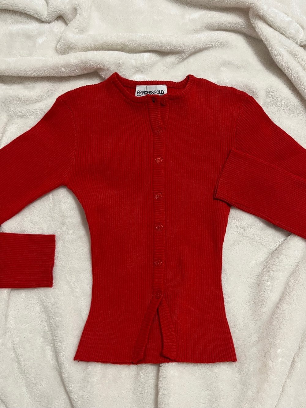 princess polly suzu long sleeve knit top red